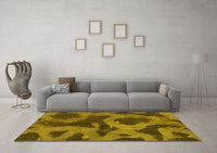 Machine Washable Abstract Yellow Modern Rug, wshabs1051yw