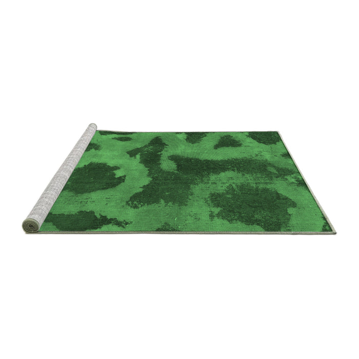 Sideview of Machine Washable Abstract Emerald Green Modern Area Rugs, wshabs1051emgrn