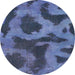 Round Machine Washable Abstract Blue Rug, wshabs1051