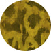 Round Abstract Yellow Modern Rug, abs1051yw