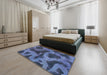 Machine Washable Abstract Blue Rug in a Bedroom, wshabs1051