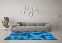 Machine Washable Abstract Light Blue Modern Rug, wshabs1051lblu