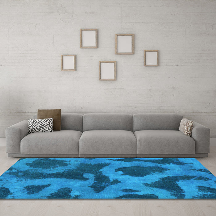 Machine Washable Abstract Light Blue Modern Rug in a Living Room, wshabs1051lblu