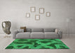 Machine Washable Abstract Green Modern Area Rugs in a Living Room,, wshabs1051grn