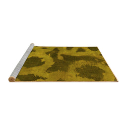 Sideview of Machine Washable Abstract Yellow Modern Rug, wshabs1051yw