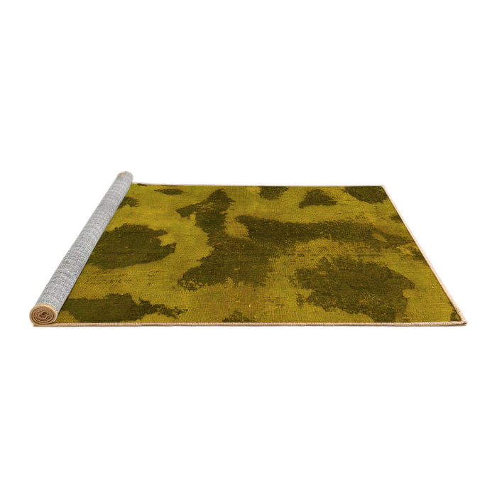 Sideview of Machine Washable Abstract Yellow Modern Rug, wshabs1051yw