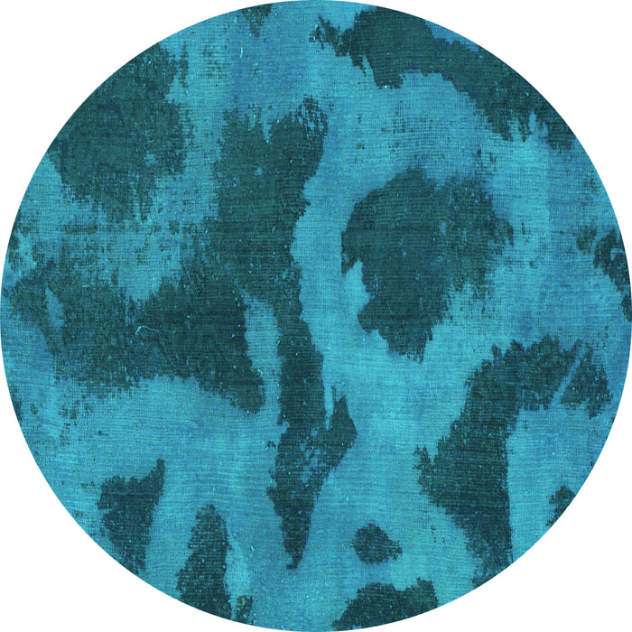 Round Machine Washable Abstract Turquoise Modern Area Rugs, wshabs1051turq