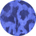 Round Abstract Blue Modern Rug, abs1051blu