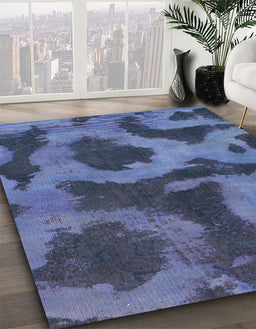 Abstract Blue Modern Rug in Family Room, abs1051