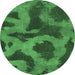 Round Abstract Emerald Green Modern Rug, abs1051emgrn