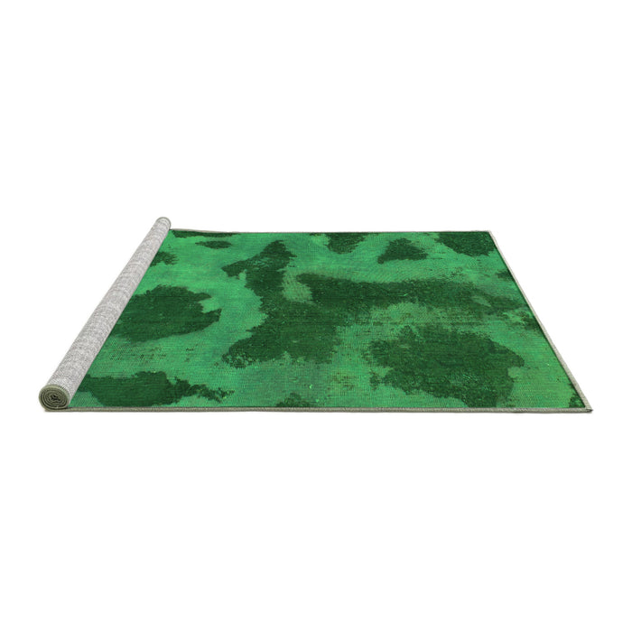 Sideview of Machine Washable Abstract Green Modern Area Rugs, wshabs1051grn