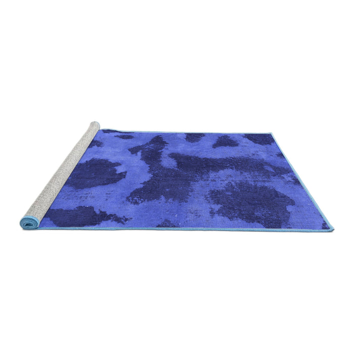 Sideview of Machine Washable Abstract Blue Modern Rug, wshabs1051blu