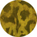 Round Machine Washable Abstract Yellow Modern Rug, wshabs1051yw