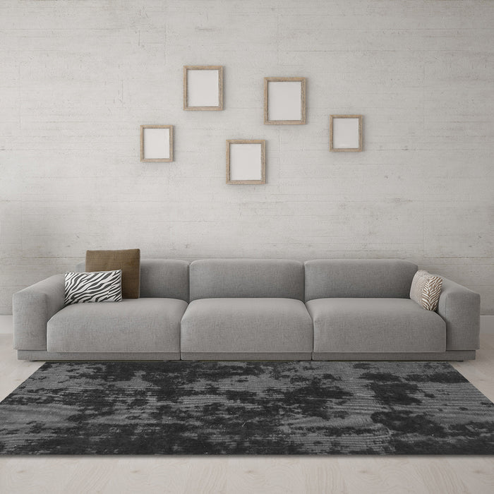 Machine Washable Abstract Gray Modern Rug in a Living Room,, wshabs1052gry