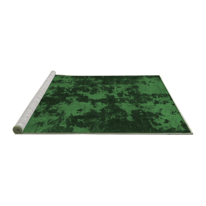 Sideview of Machine Washable Abstract Emerald Green Modern Area Rugs, wshabs1052emgrn