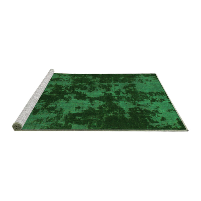 Sideview of Machine Washable Abstract Green Modern Area Rugs, wshabs1052grn
