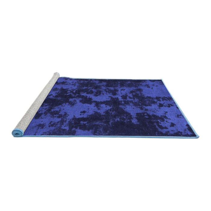 Sideview of Machine Washable Abstract Blue Modern Rug, wshabs1052blu