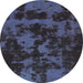Round Machine Washable Abstract Deep Periwinkle Purple Rug, wshabs1052