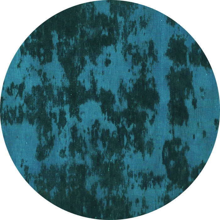 Round Machine Washable Abstract Turquoise Modern Area Rugs, wshabs1052turq