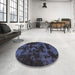 Round Machine Washable Abstract Deep Periwinkle Purple Rug in a Office, wshabs1052