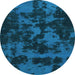 Round Abstract Light Blue Modern Rug, abs1052lblu