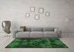 Machine Washable Abstract Emerald Green Modern Area Rugs in a Living Room,, wshabs1052emgrn