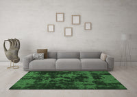 Machine Washable Abstract Emerald Green Modern Rug, wshabs1052emgrn