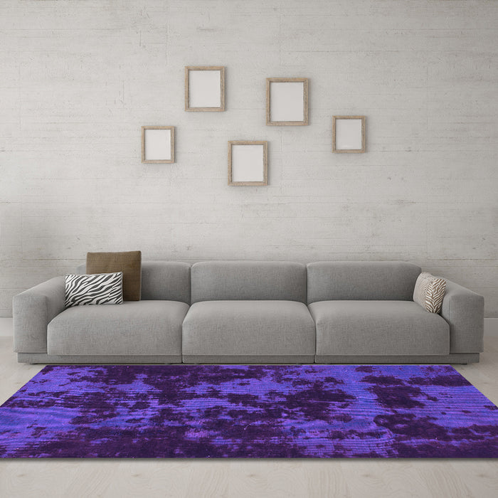 Machine Washable Abstract Purple Modern Area Rugs in a Living Room, wshabs1052pur