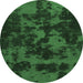 Round Abstract Emerald Green Modern Rug, abs1052emgrn