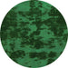 Round Abstract Green Modern Rug, abs1052grn