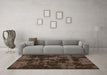 Machine Washable Abstract Brown Modern Rug in a Living Room,, wshabs1052brn