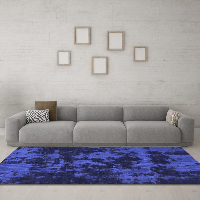 Machine Washable Abstract Blue Modern Rug in a Living Room, wshabs1052blu