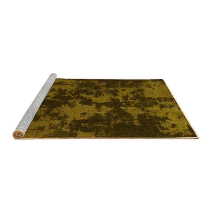 Sideview of Machine Washable Abstract Yellow Modern Rug, wshabs1052yw