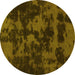 Round Abstract Yellow Modern Rug, abs1052yw