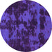 Round Machine Washable Abstract Purple Modern Area Rugs, wshabs1052pur