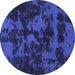 Round Machine Washable Abstract Blue Modern Rug, wshabs1052blu