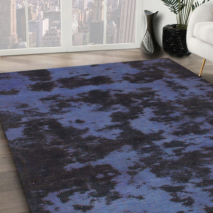 Machine Washable Abstract Deep Periwinkle Purple Rug in a Family Room, wshabs1052