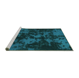 Sideview of Machine Washable Abstract Turquoise Modern Area Rugs, wshabs1052turq