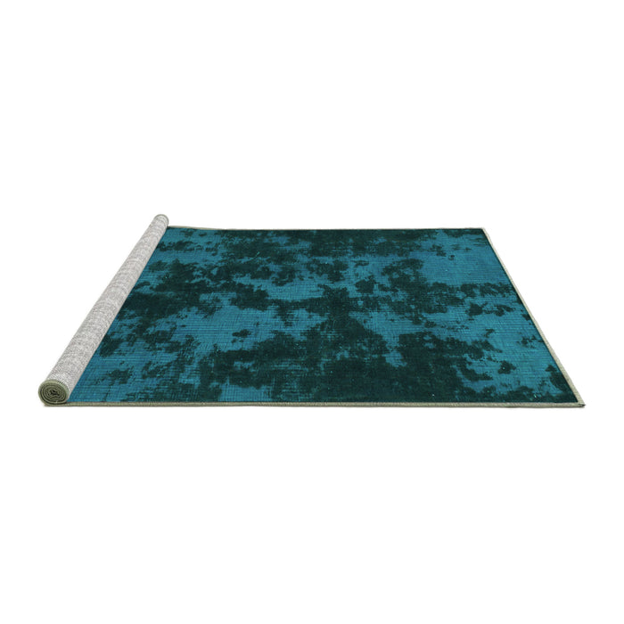 Sideview of Machine Washable Abstract Turquoise Modern Area Rugs, wshabs1052turq