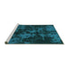 Sideview of Machine Washable Abstract Turquoise Modern Area Rugs, wshabs1052turq