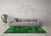 Machine Washable Abstract Green Modern Area Rugs in a Living Room,, wshabs1052grn