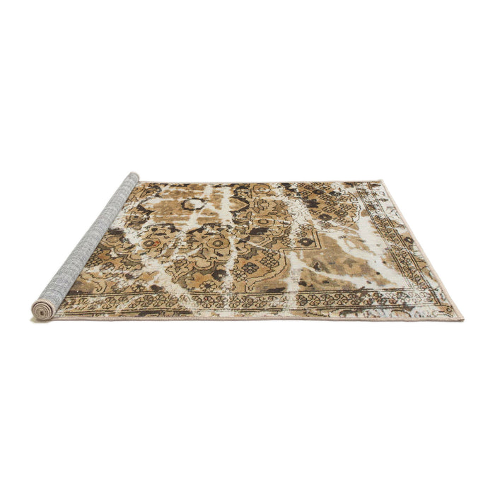 Sideview of Machine Washable Abstract Brown Rug, wshabs1053