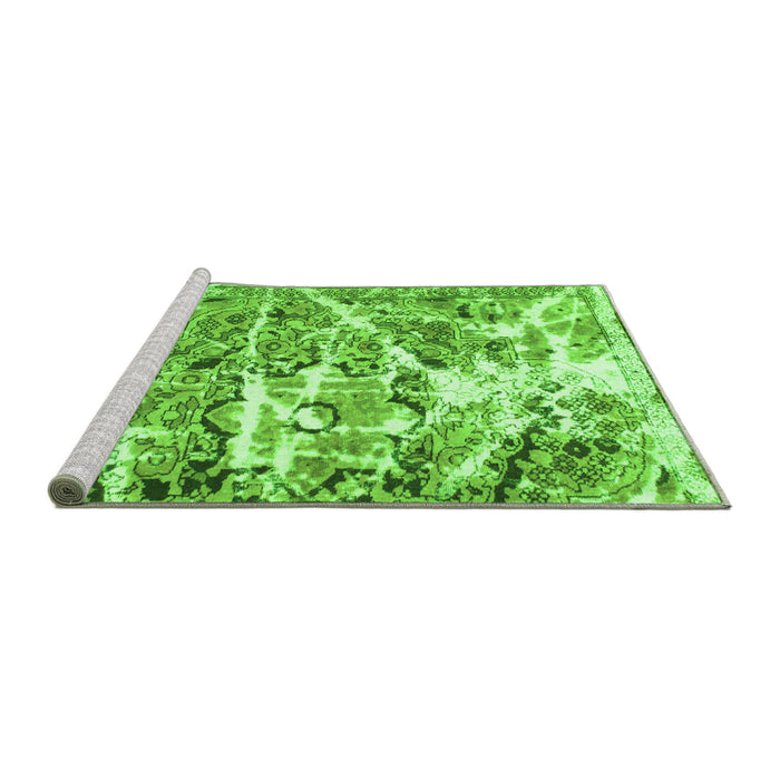 Sideview of Machine Washable Abstract Green Modern Area Rugs, wshabs1053grn