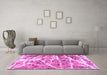 Machine Washable Abstract Pink Modern Rug in a Living Room, wshabs1053pnk