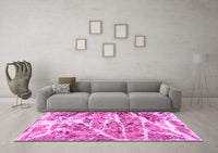 Machine Washable Abstract Pink Modern Rug, wshabs1053pnk