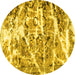 Round Abstract Yellow Modern Rug, abs1053yw