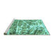 Sideview of Machine Washable Abstract Turquoise Modern Area Rugs, wshabs1053turq