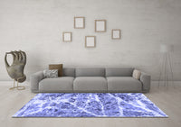 Machine Washable Abstract Blue Modern Rug, wshabs1053blu