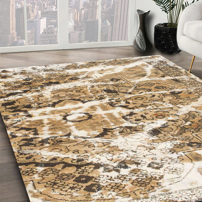 Machine Washable Abstract Brown Rug in a Family Room, wshabs1053