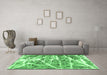 Machine Washable Abstract Emerald Green Modern Area Rugs in a Living Room,, wshabs1053emgrn